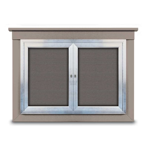 60"x36" 2-Door Enclosed Letterboard, Grey Felt/Cherry